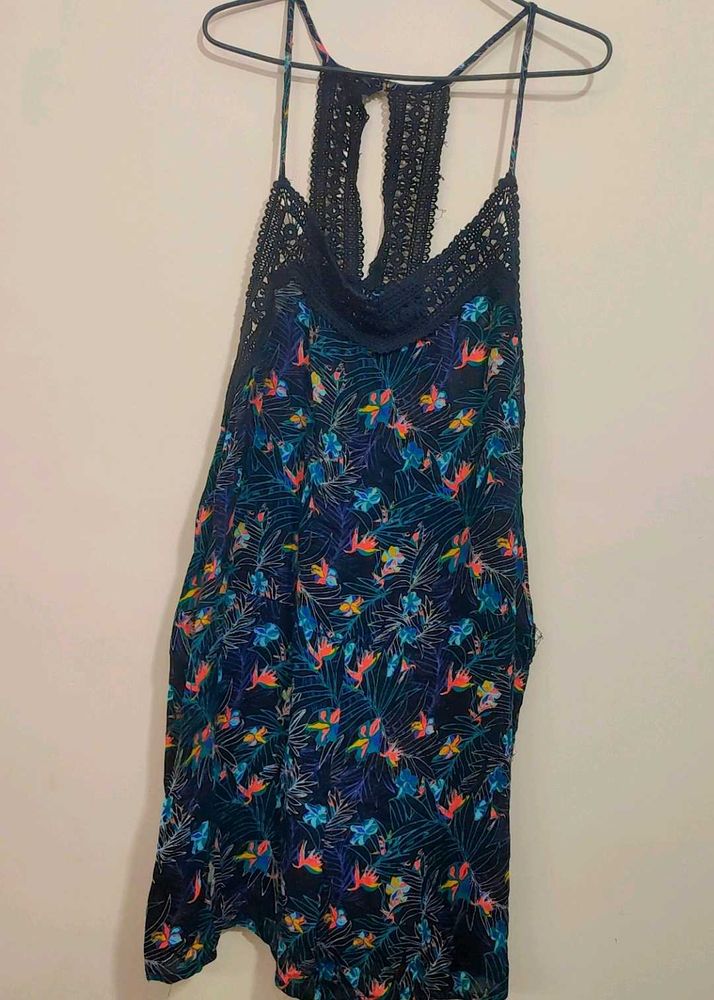 Multi Boho Floral Mini Jumpsuit 42 Bust