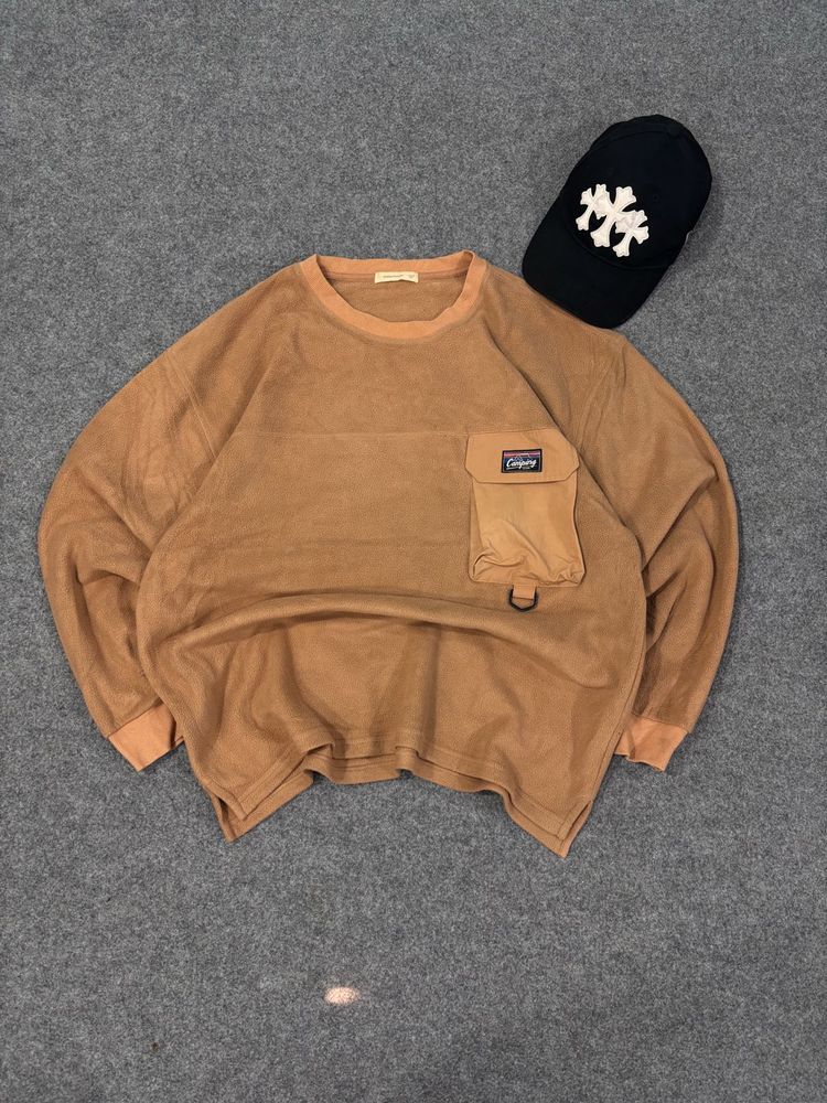 Cozy Brown Fleece Pocket Sweatshirt