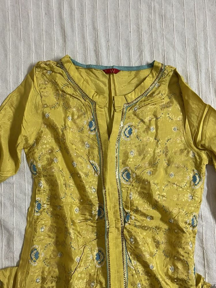 Yellow Embroidered Kurta
