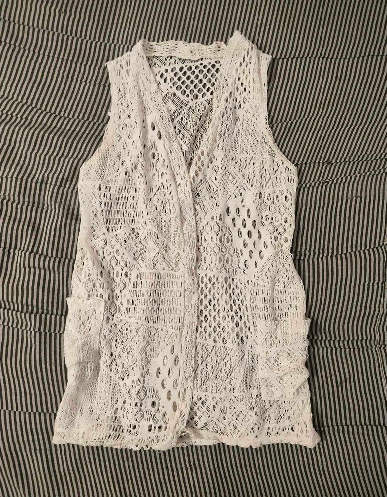 White Crochet Vest