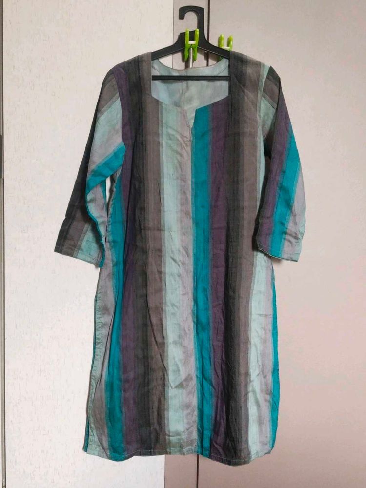 Striped Raw Silk Kurta Churidaar