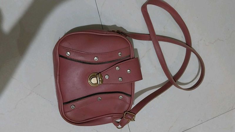 Chic Pink Crossbody Bag with Studs