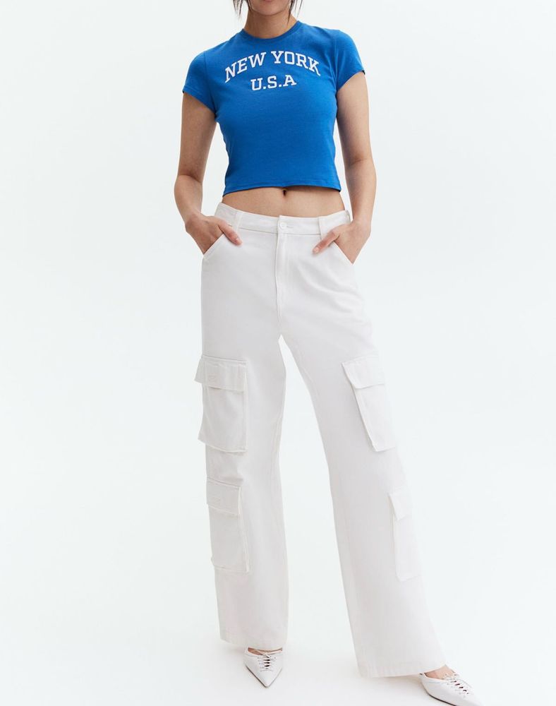 Blue "New York U.S.A" Crop Top