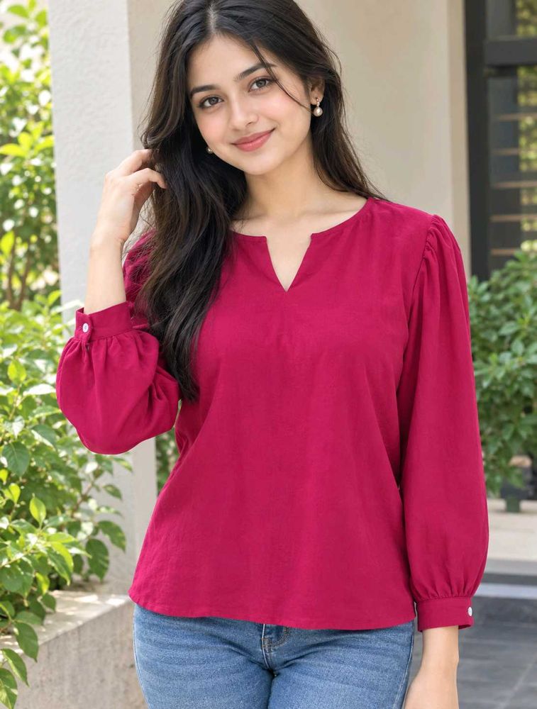 Vibrant Pink Long Sleeve Top