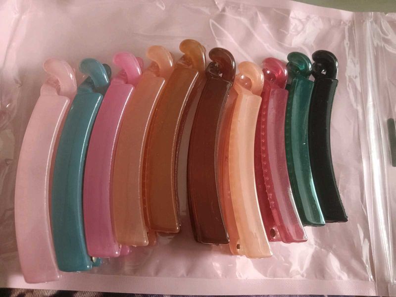 EVOGIRL brand set of 10 Colorful Banana Hair Clips