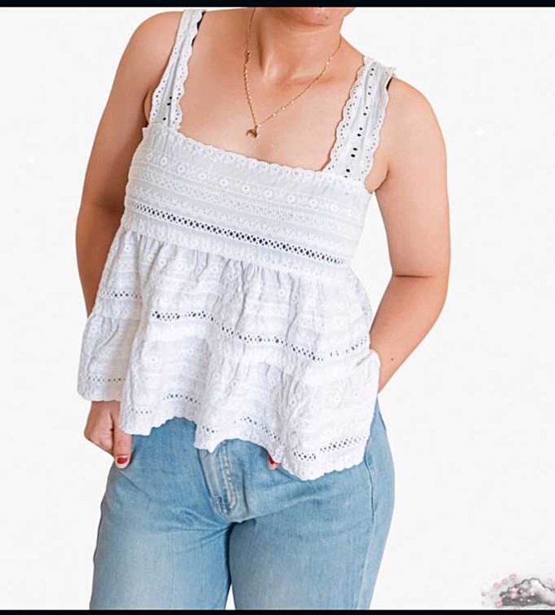 White Eyelet Lace Tank Top