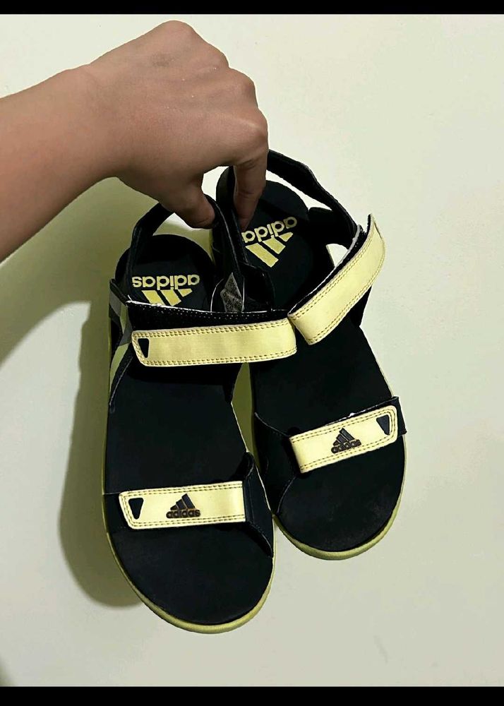 Brand New Adidas Black &amp; Yellow Sandals