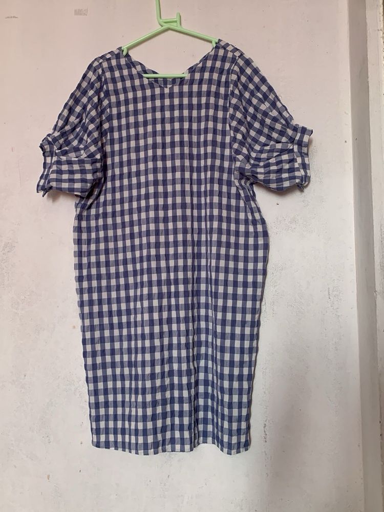 Blue Gingham Checkered Dress