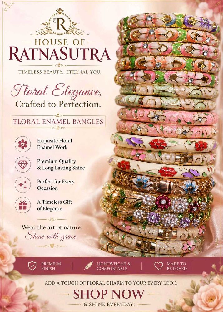 Elegant Floral Enamel Bangle Set