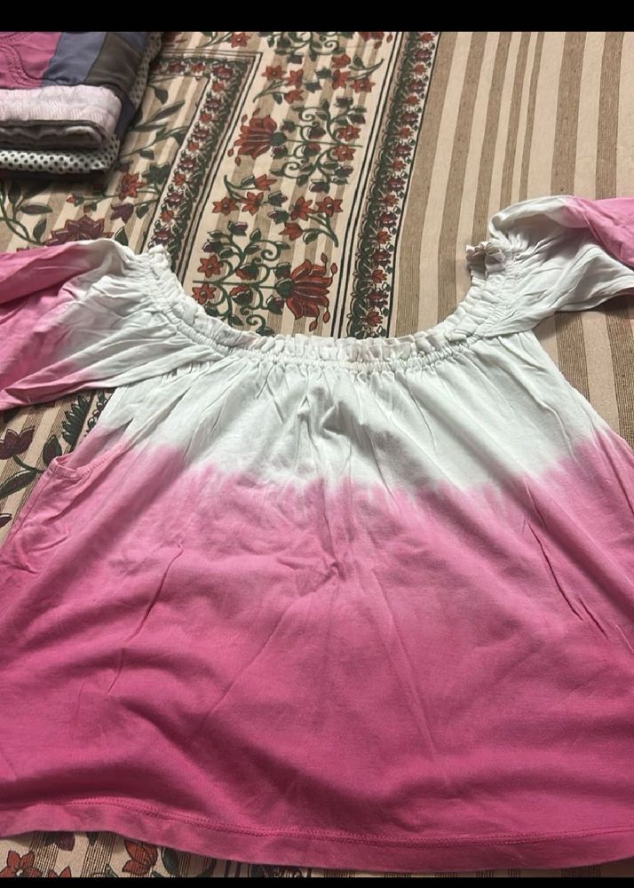 Off-Shoulder Dip-Dye Top