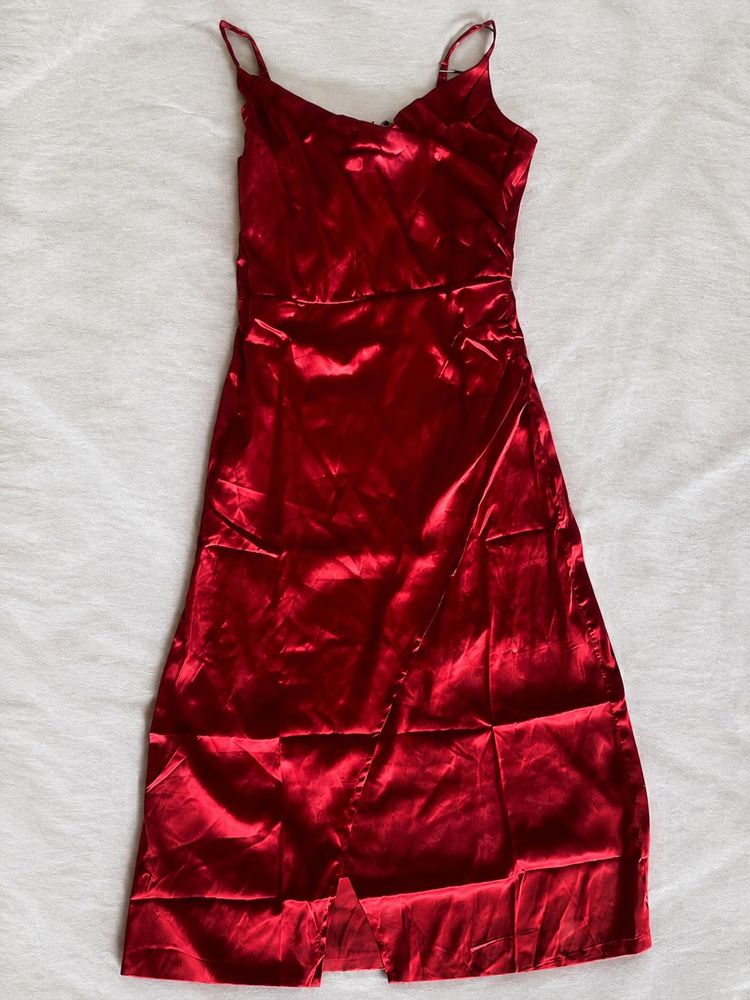 Shiny Red Slip Dress