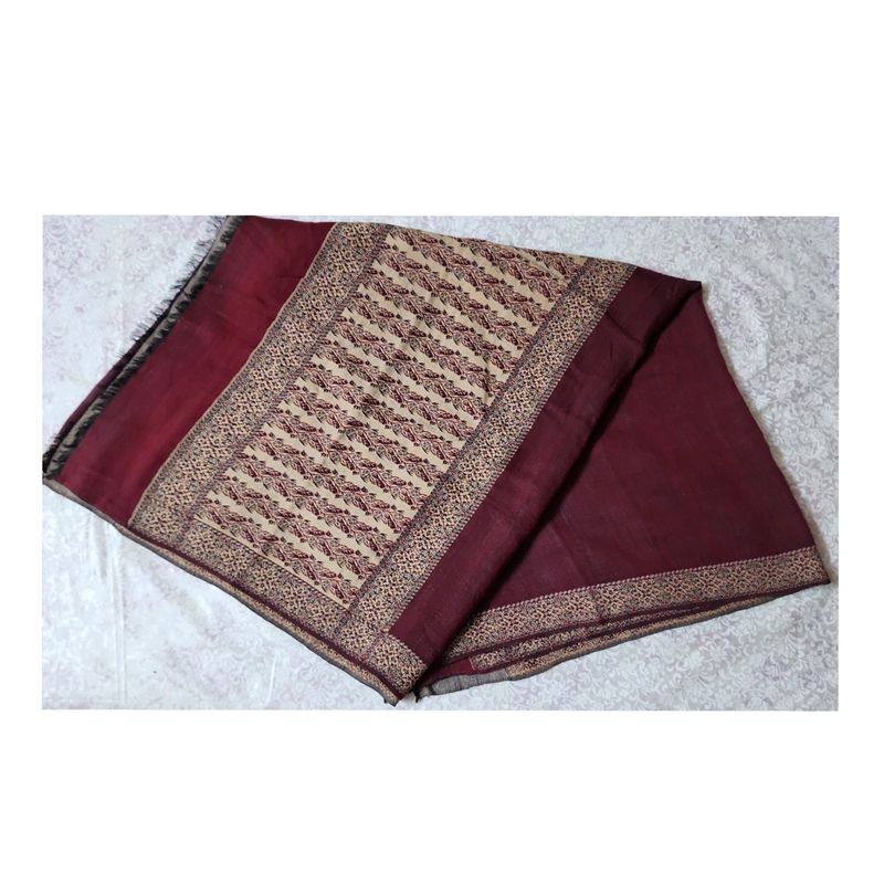 Maroon Cream Woven Shawl