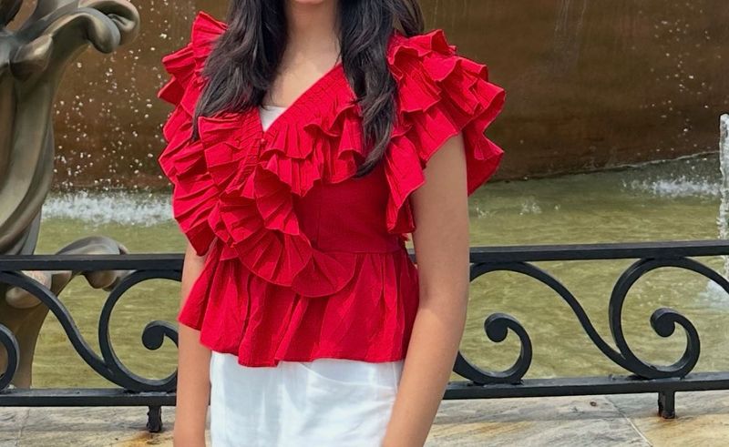 Red Ruffle Top
