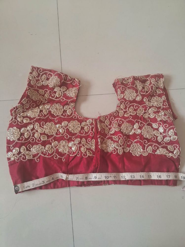 Embroidered Red Silk Blouse