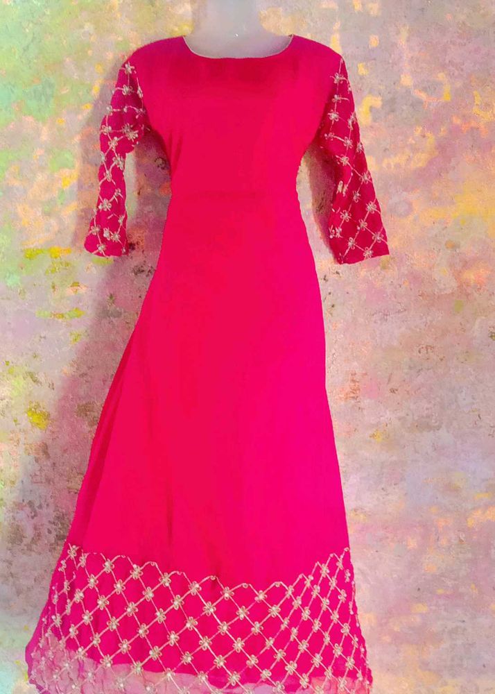 Pink Embroidered Anarkali Dress