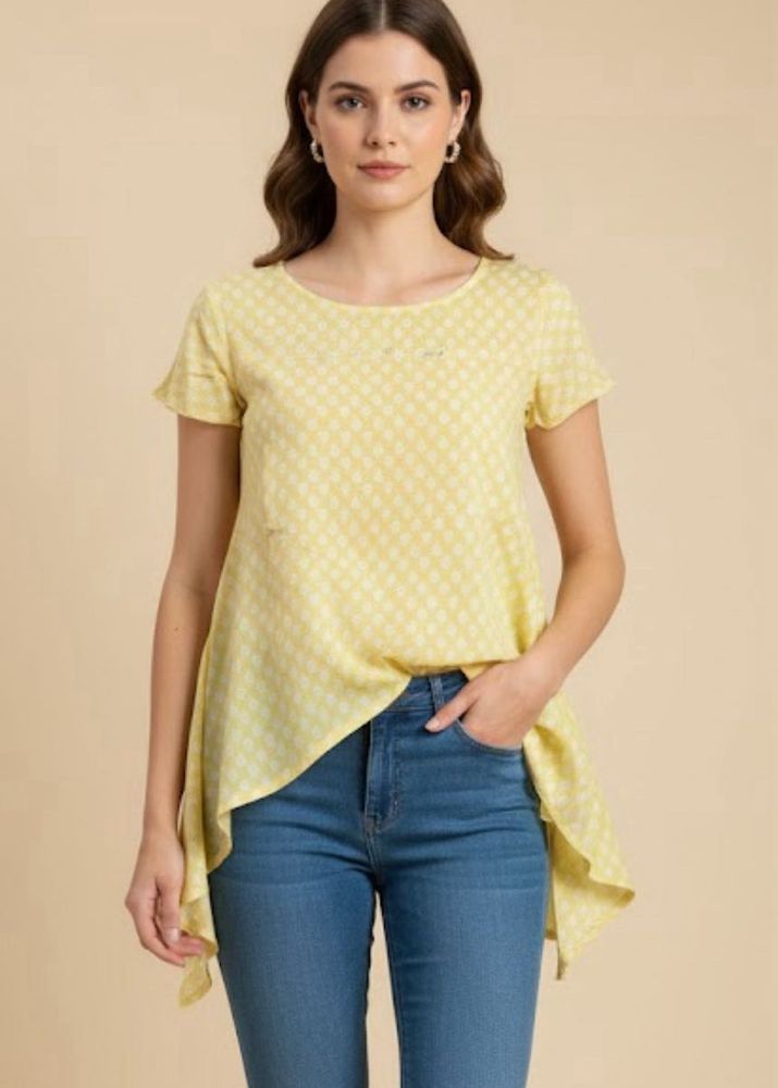 Yellow Printed tunic Top