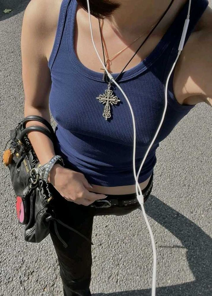 Navy Ribbed Tank Top