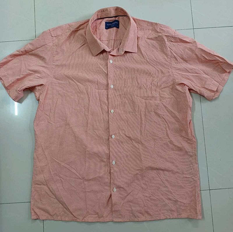 Peter England Short Sleeve Striped Shirt