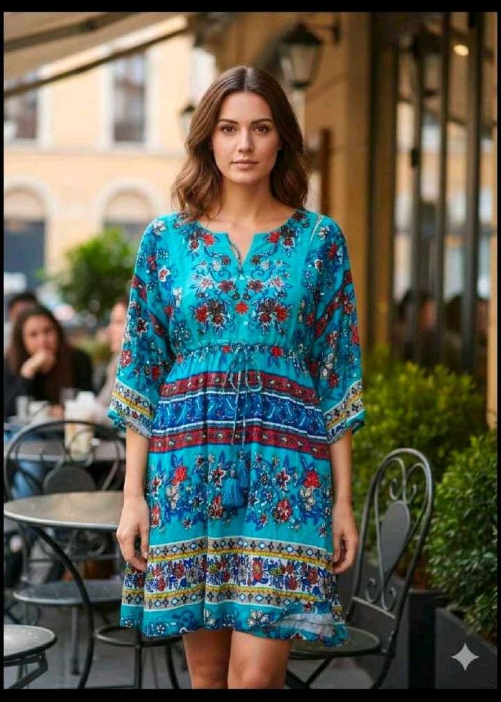 Bohemian Floral Print Mini Dress