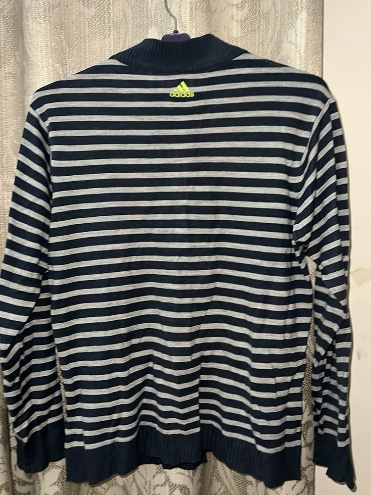 Adidas Striped Quarter Zip Sweater