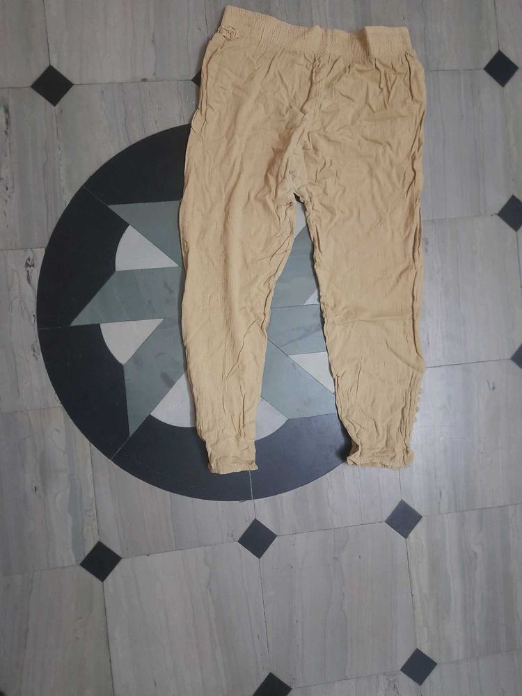 Casual Beige Cotton Joggers