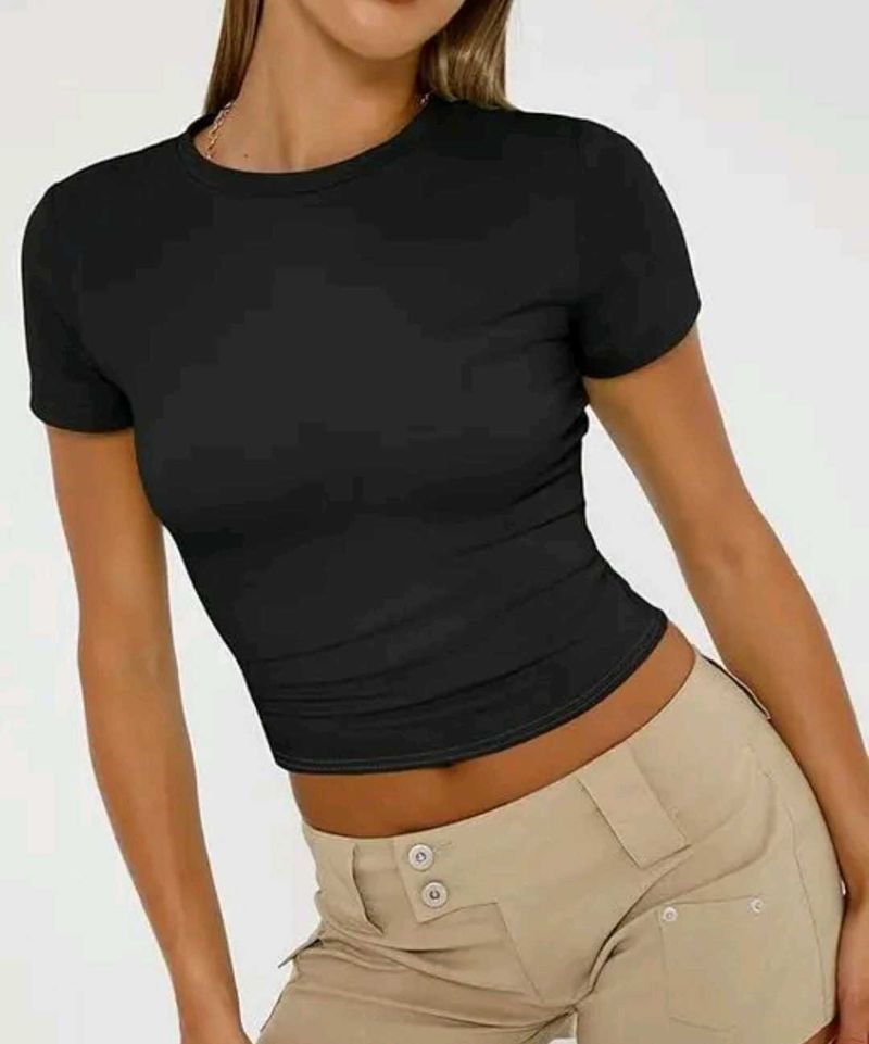 Black Cropped T-Shirt
