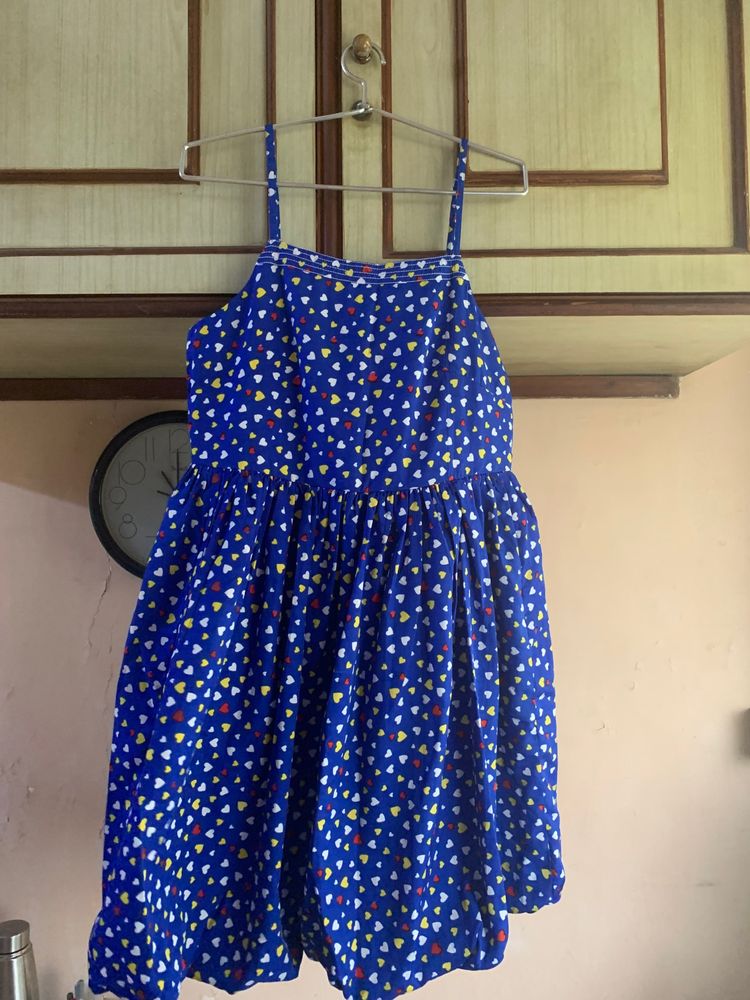 Blue Heart Print Mini Dress