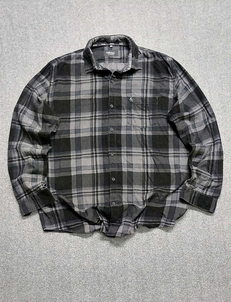 EQ:IQ SportBlack &amp; Grey Plaid Corduroy Shirt