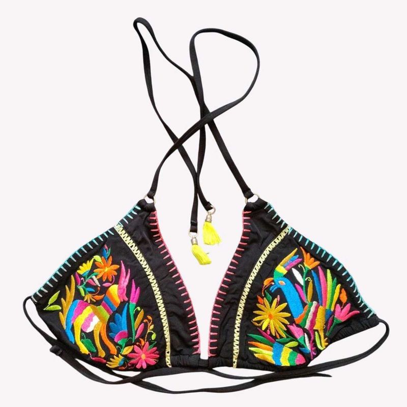 Embroidered Bikini Top L