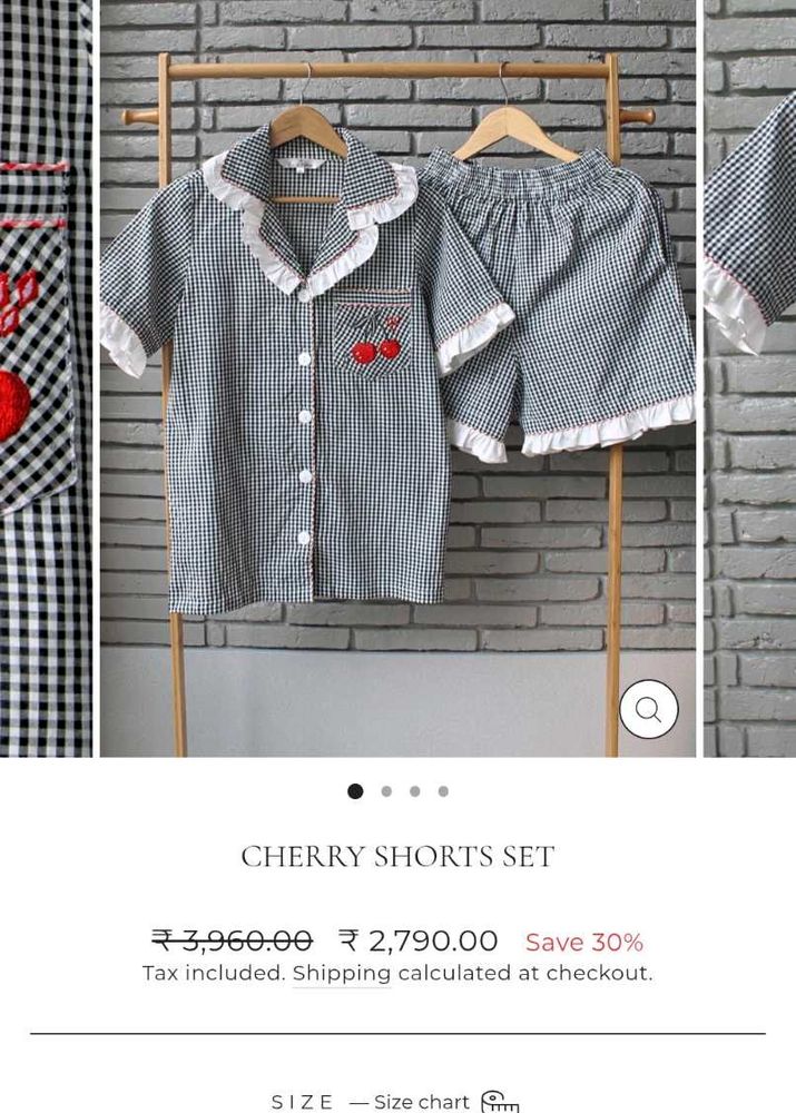 Cute Cherry Gingham Pajama Set