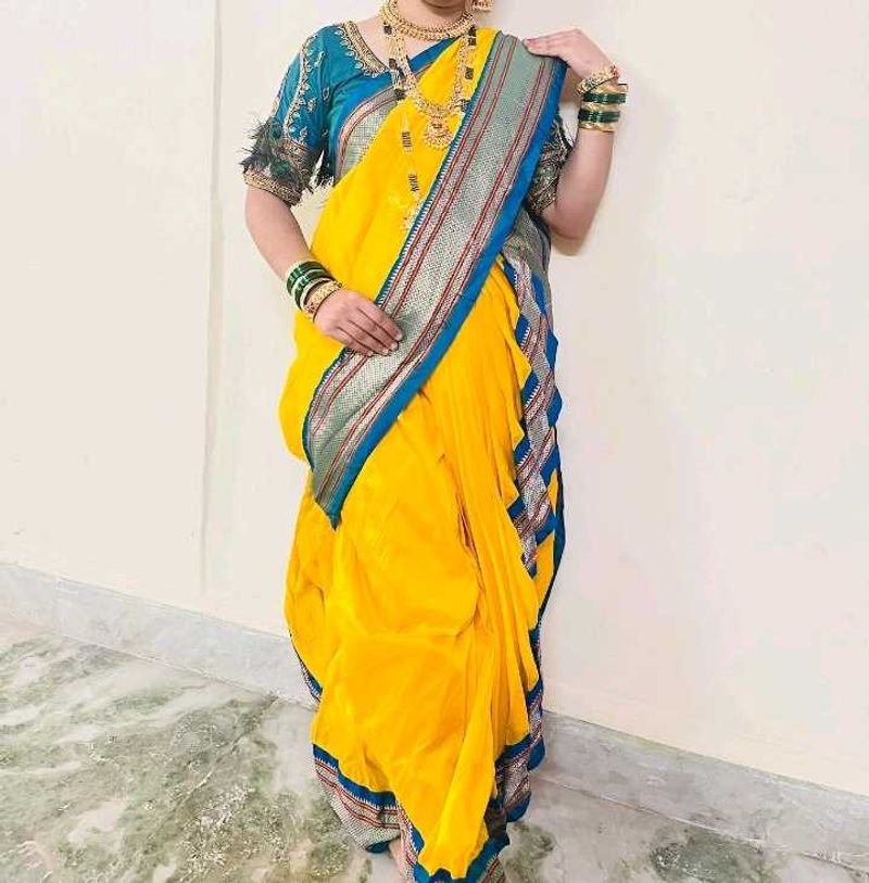 navvari saree with peacock work fully wor