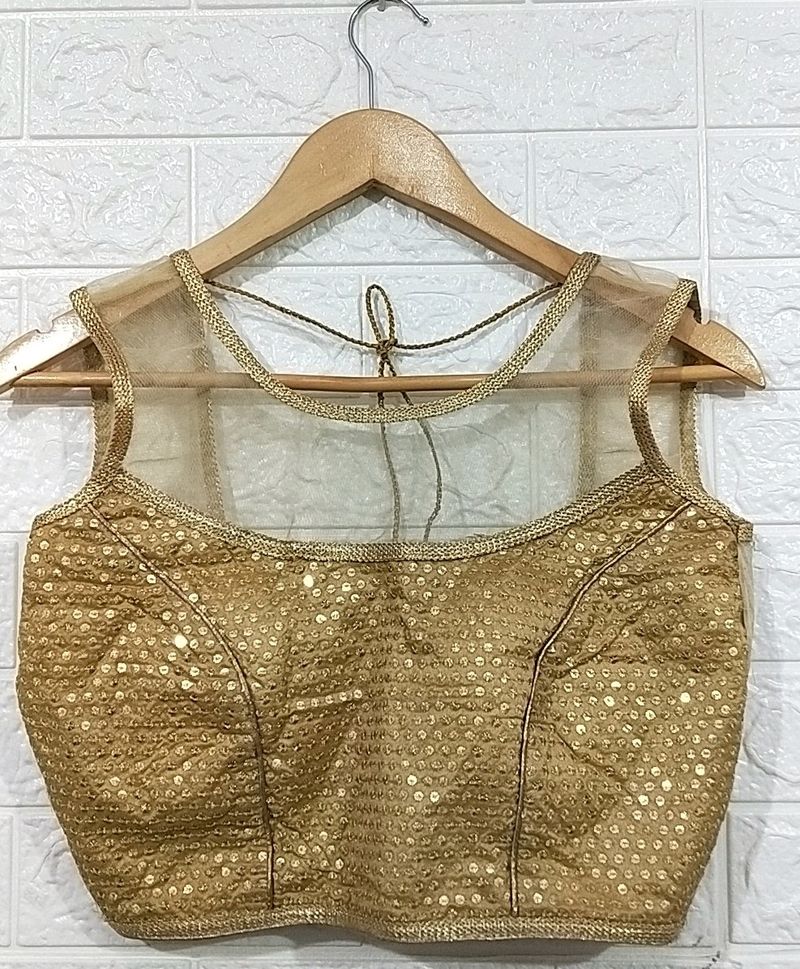 Gold Sequined Net Blouse