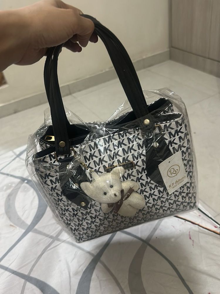 Stylish Monogram Handbag with Teddy Charm