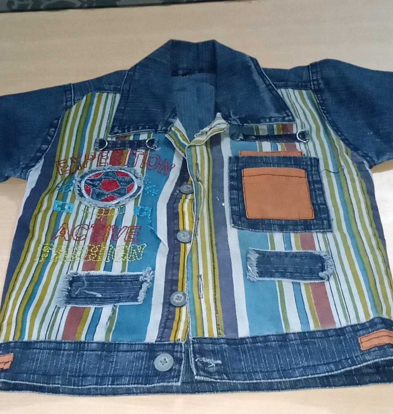 Kids Denim Patchwork Shirt