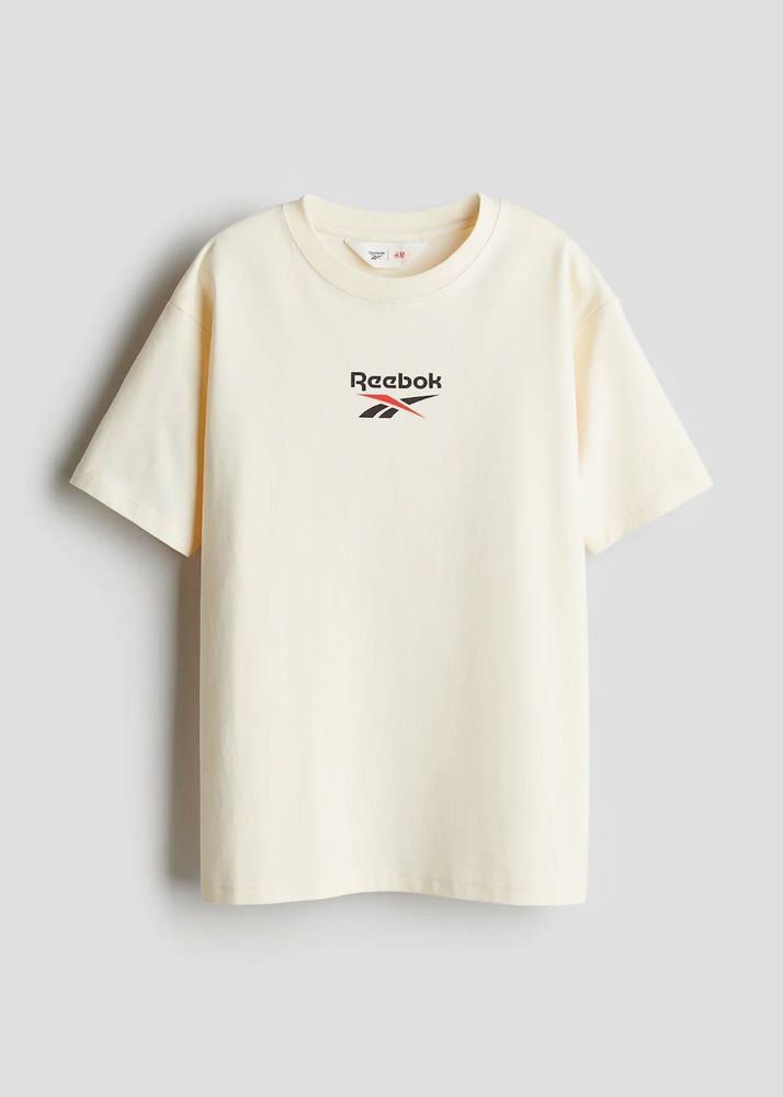 H&amp;M X Reebok Cream Logo T-Shirt