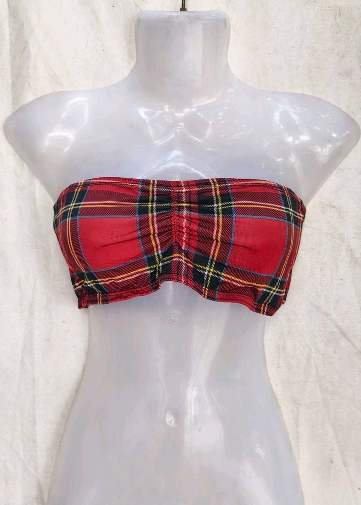 Tartan Plaid Strapless Tube Top