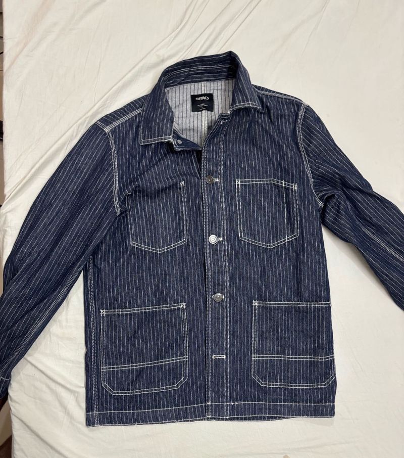 Korean Wabash Stripe Denim Chore Jacket
