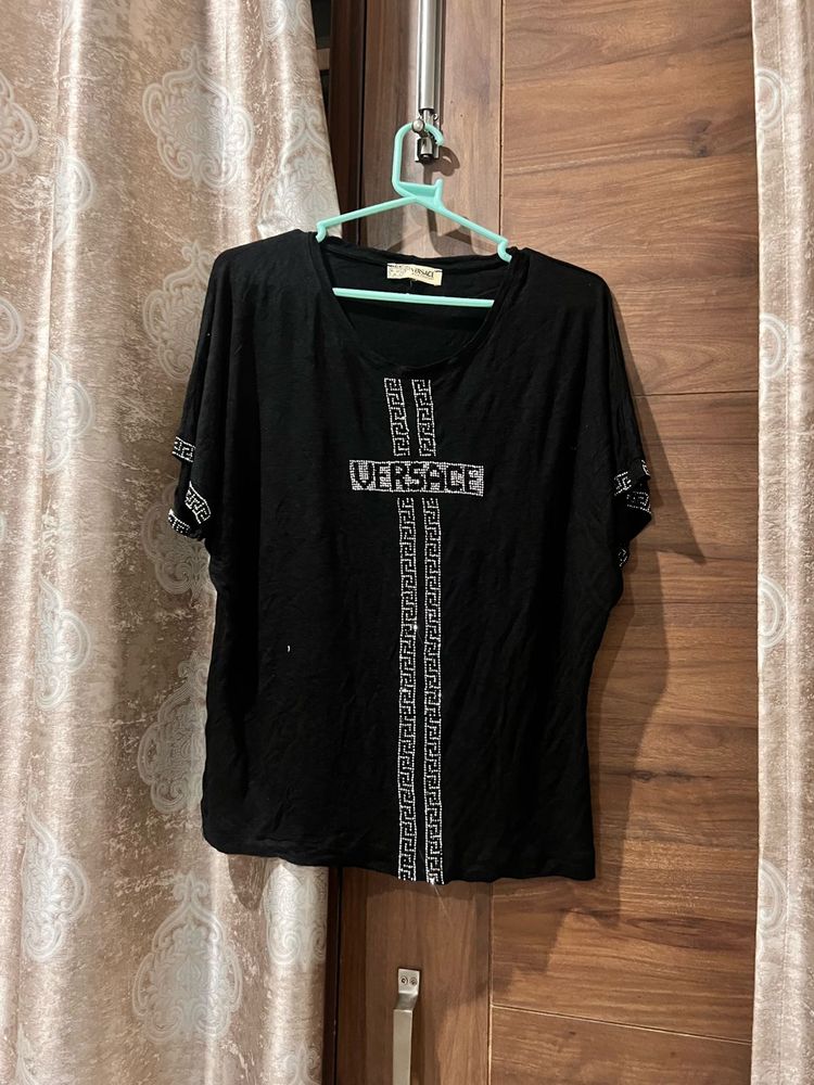 PLUS SIZE  Black Versace Top