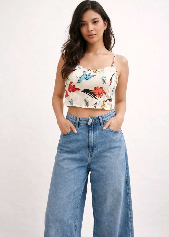 Cute Dinosaur Print Crop Top(fixed price)
