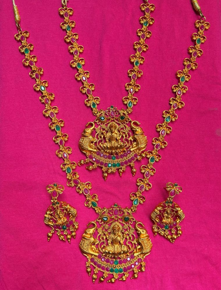 Exquisite Traditional Gold Plated Long &amp; Short Nec