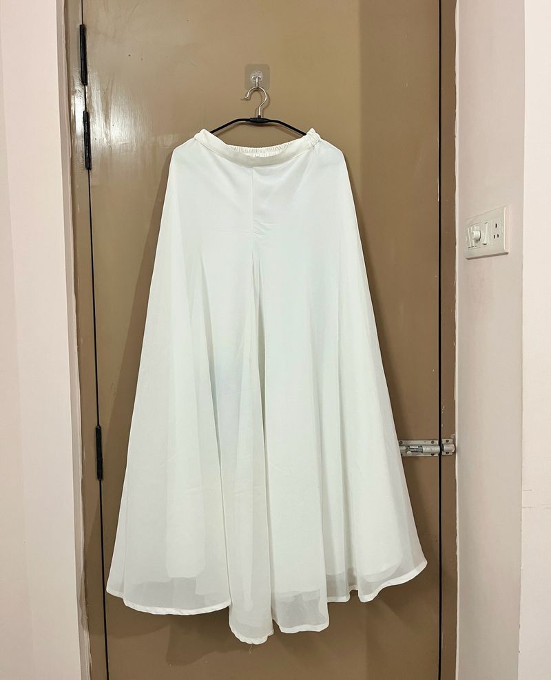 White Flared Georgette Palazzo