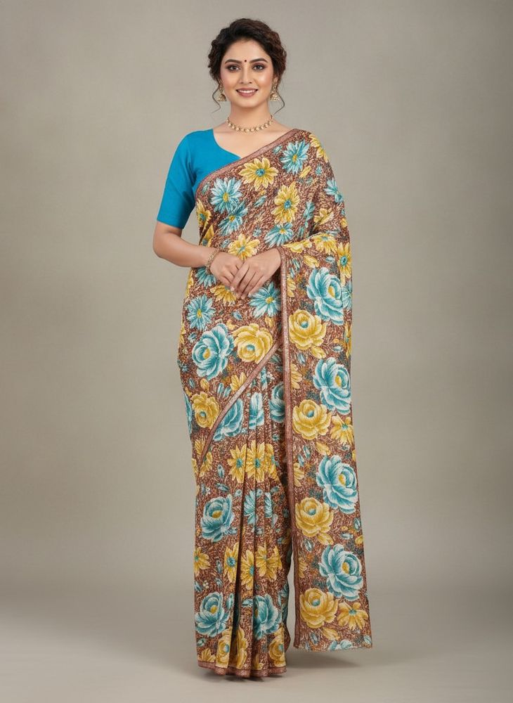 Floral Print Saree with Blouse