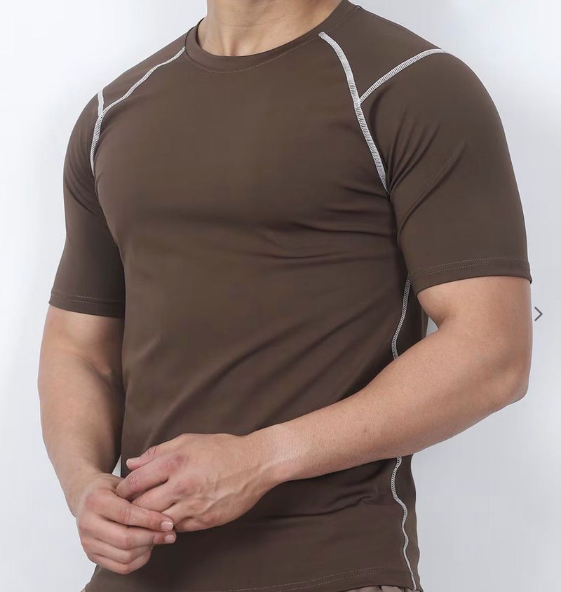 Men's Brown Athletic T-Shirt
