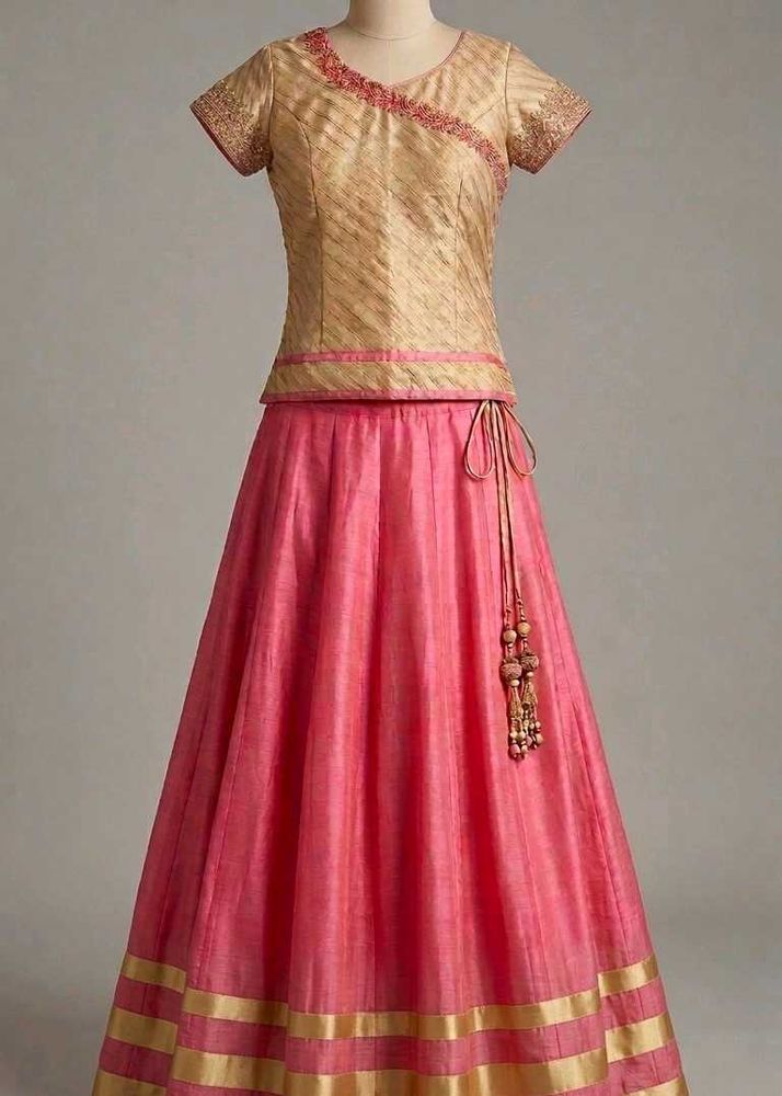 Elegant Gold &amp; Pink Lehenga Choli