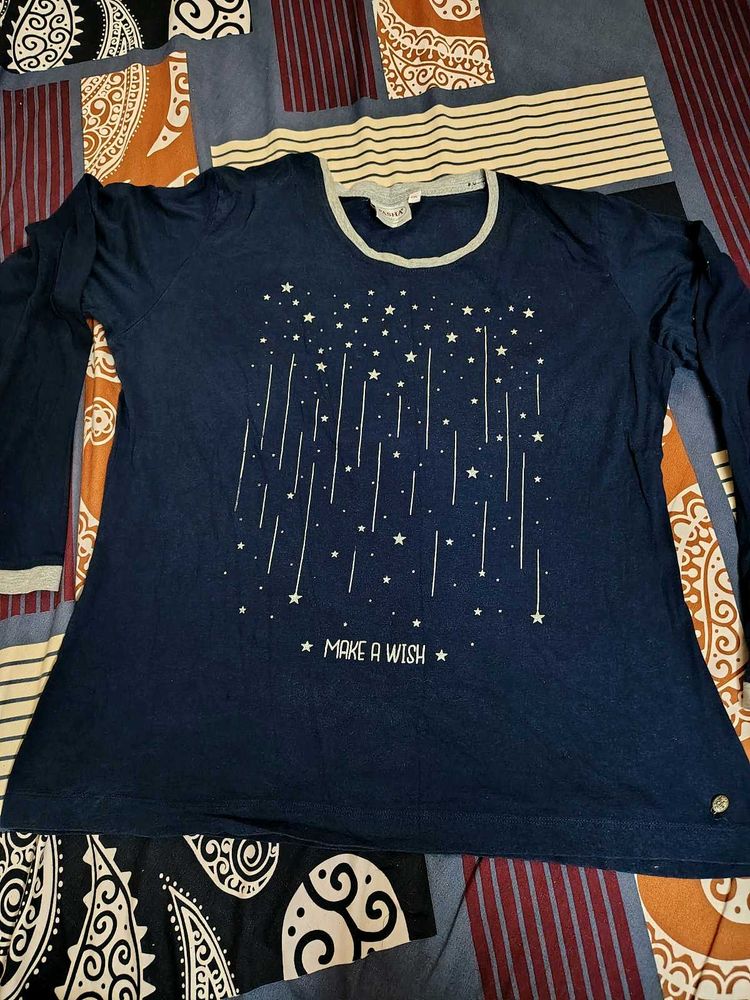 Navy Blue "Make A Wish" Graphic Top