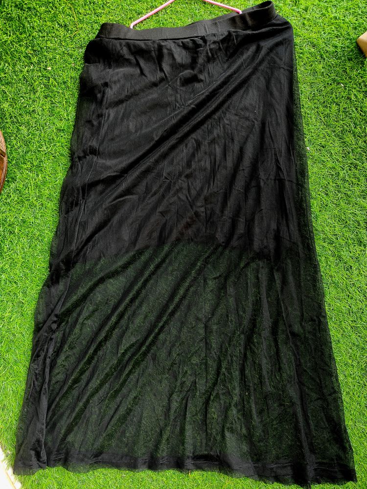 Sheer Black Skirt With Attached Inner