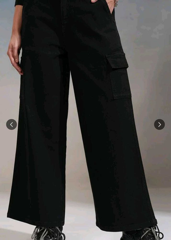 Black Wide Leg Cargo Pants