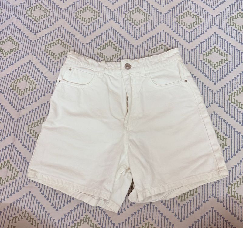 ZARA White Denim Shorts