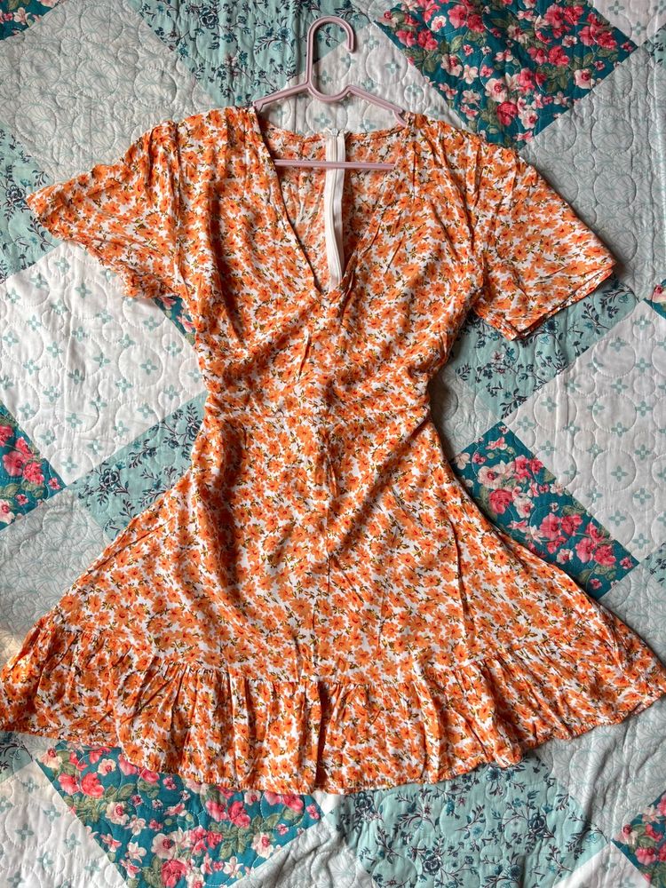 Vibrant Floral Print Mini Dress