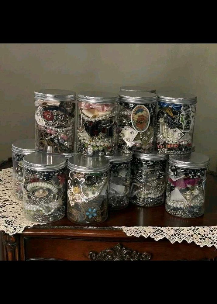 Assorted Jewelry Collection in Jars